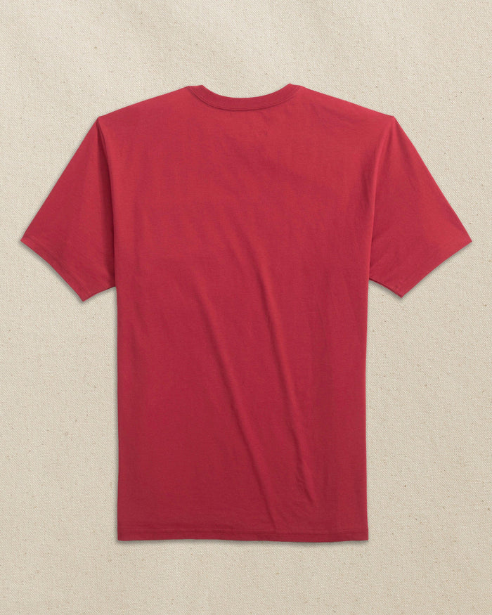 The back view of the Southern Tide Embroidered Skipjack Short Sleeve T-Shirt by Southern Tide - Crimson and White