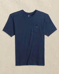 The front view of the Southern Tide Embroidered Skipjack Short Sleeve T-Shirt by Southern Tide - Navy and Red