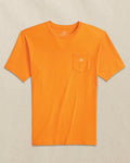 The front view of the Southern Tide Embroidered Skipjack Short Sleeve T-Shirt by Southern Tide - Orange and White