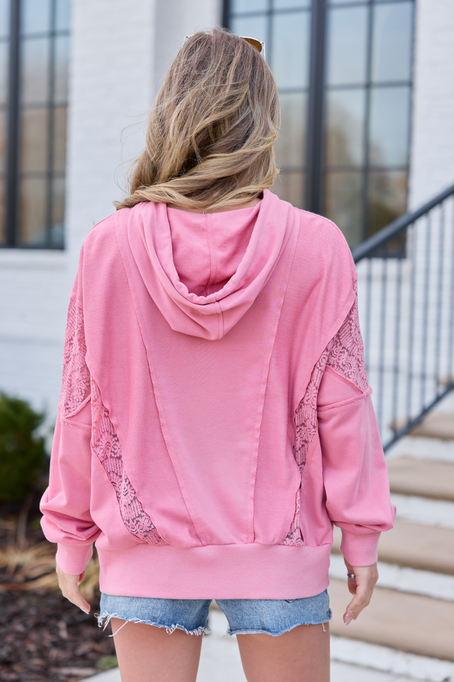 Emerson Mauve Lace Patchwork Hoodie FINAL SALE