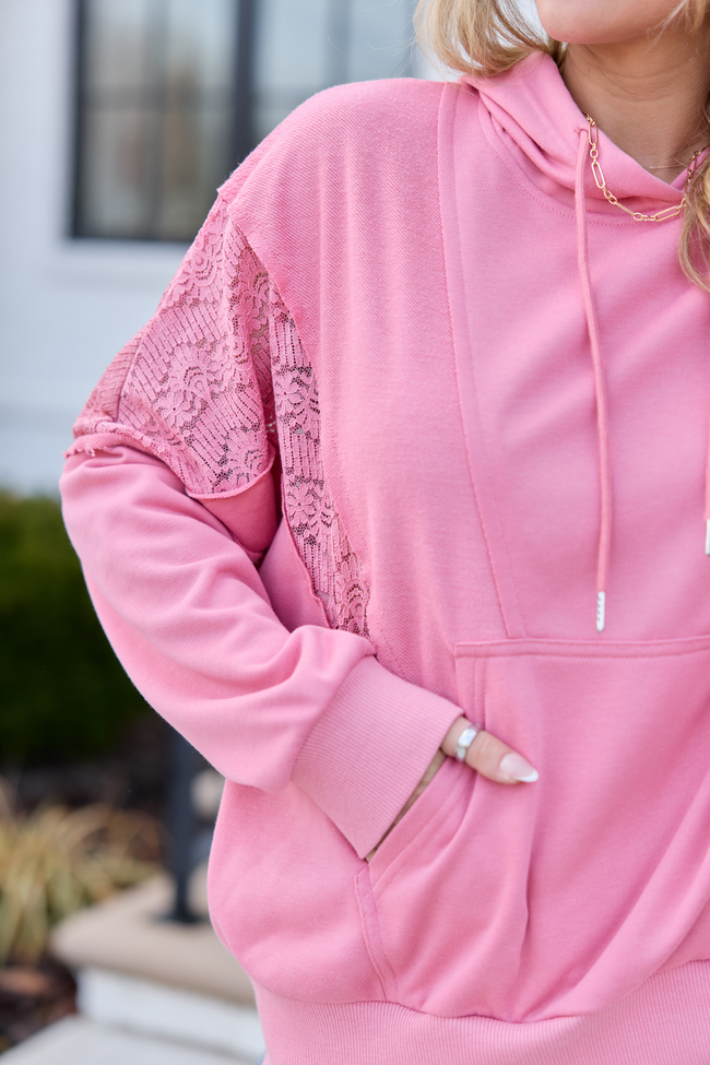 Emerson Mauve Lace Patchwork Hoodie FINAL SALE