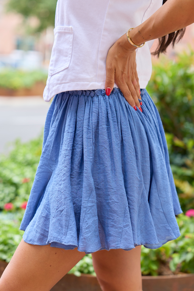 Emilia Denim Blue Pleated Skort FINAL SALE