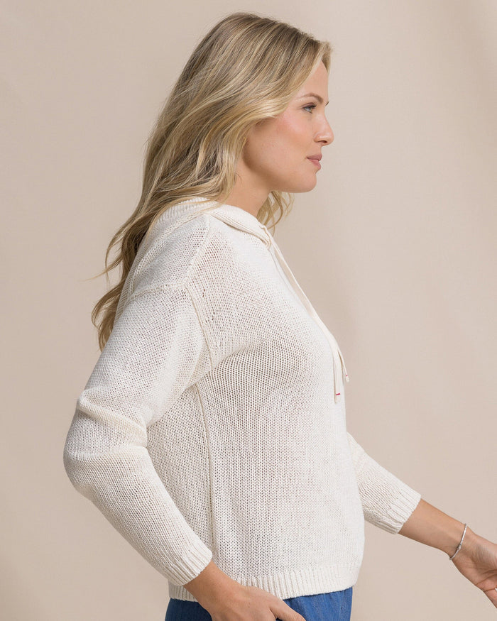The side view of the Southern Tide Everlee Hoodie Sweater by Southern Tide - Sand White