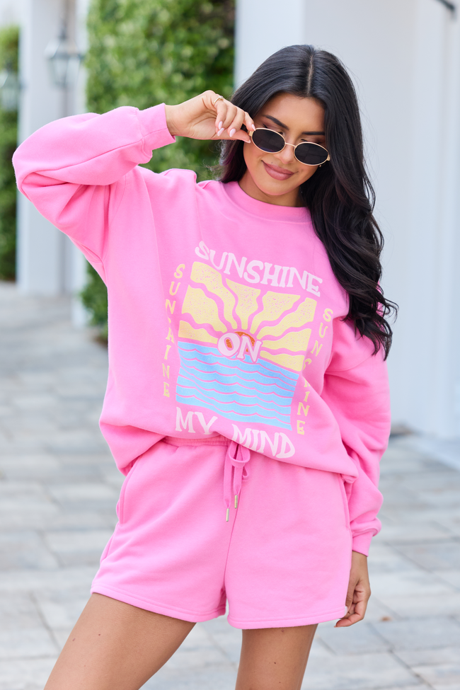 Everyday Ease Pink Fleece Shorts