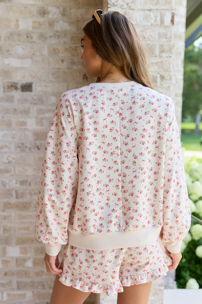 Everyday Radiance Taupe Floral Knit Set
