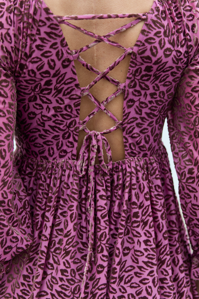 Evie Burgundy Animal Print Velvet Burnout Mini Dress FINAL SALE