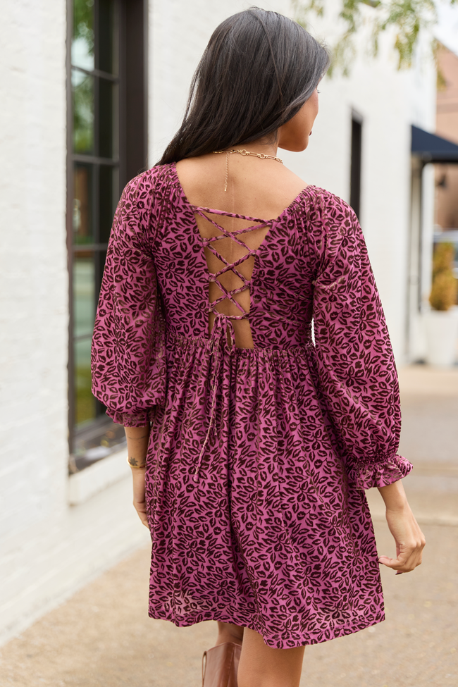 Evie Burgundy Animal Print Velvet Burnout Mini Dress FINAL SALE