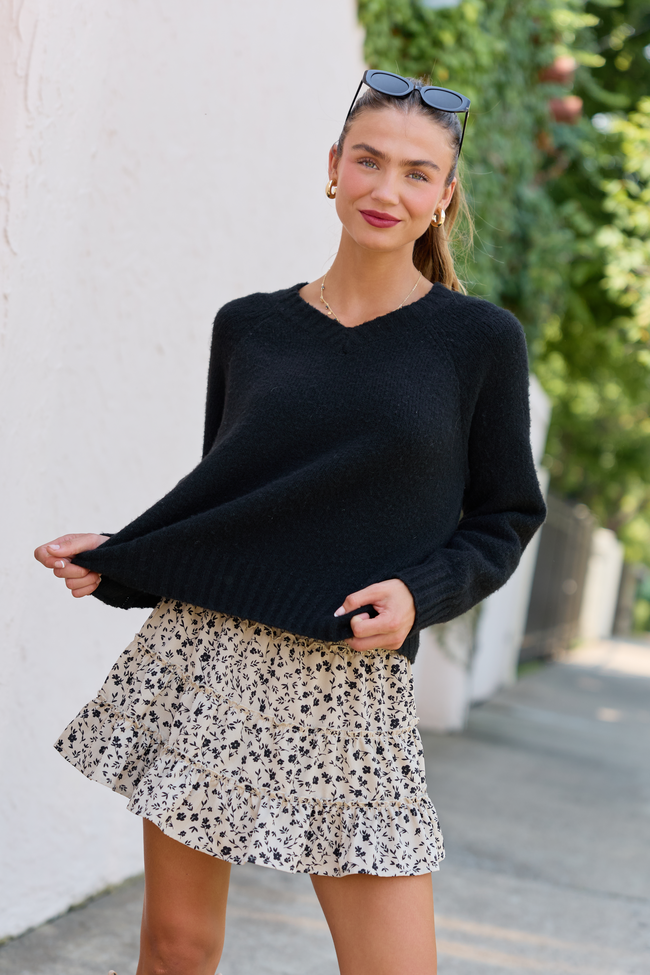 Fallon Black V-Neck Sweater