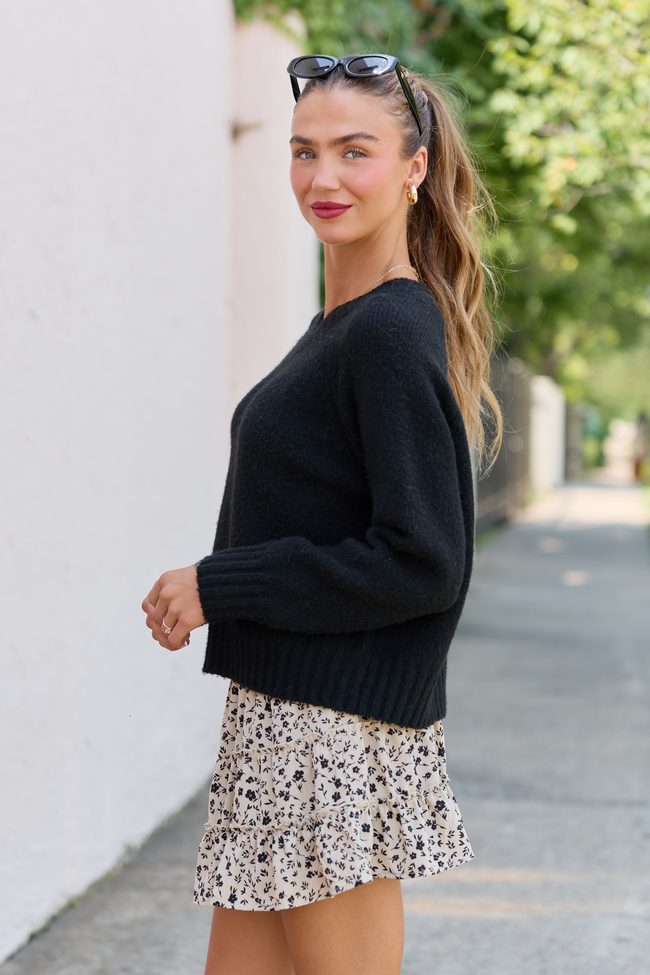 Fallon Black V-Neck Sweater