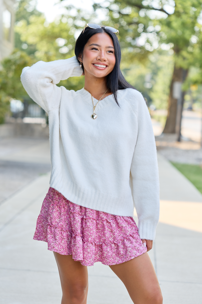 Fallon Ivory V-Neck Sweater