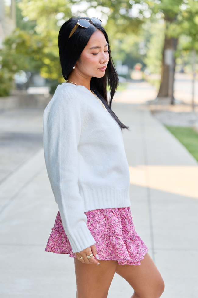 Fallon Ivory V-Neck Sweater