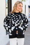 Fallyn White Spotted Black Crewneck Sweater FINAL SALE