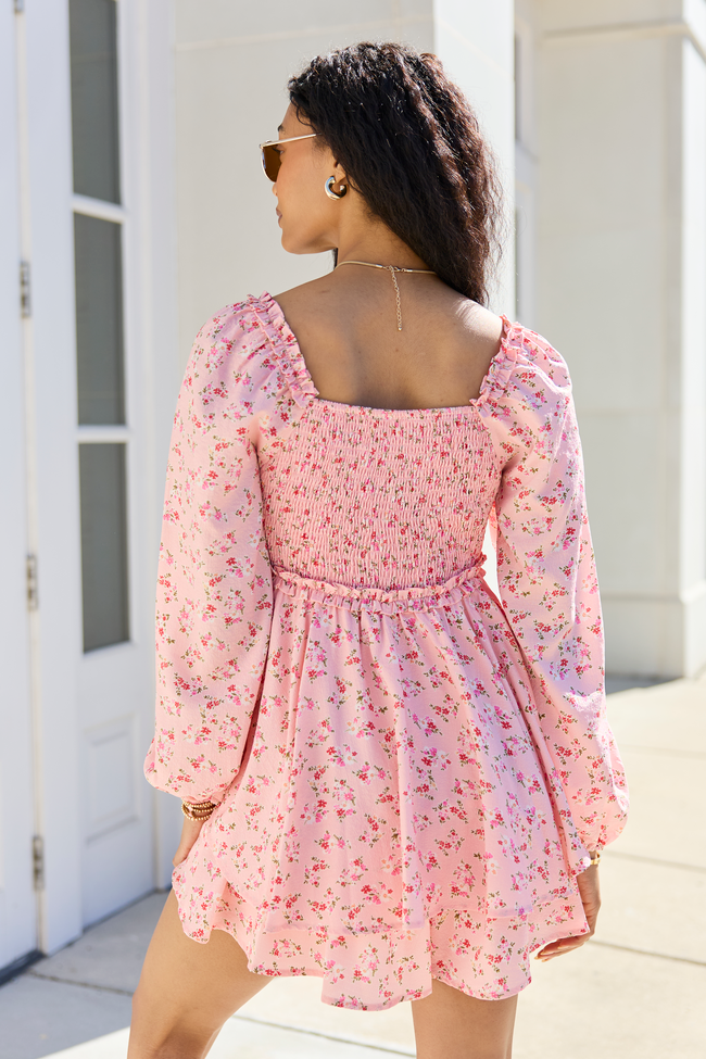 Farah Pink Floral Ruffle Trim Romper FINAL SALE