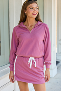 Feel Your Best Raspberry Terry Quarter Zip