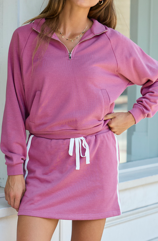 Feel Your Best Raspberry Terry Quarter Zip