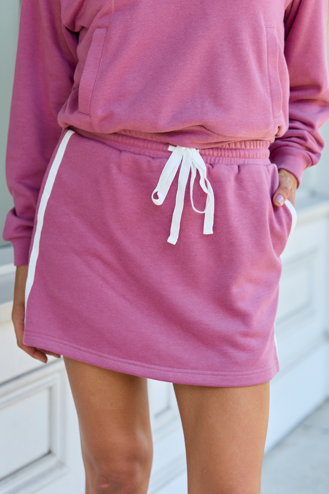 Feel Your Best Raspberry Terry Track Skort