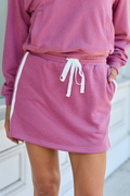 Feel Your Best Raspberry Terry Track Skort