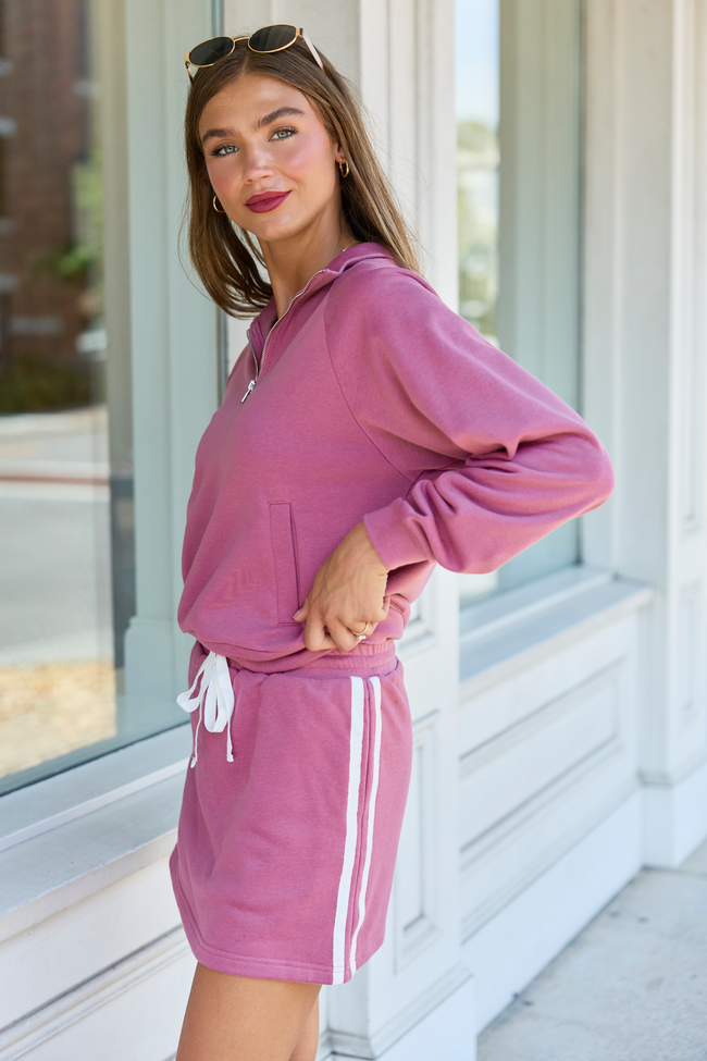 Feel Your Best Raspberry Terry Track Skort