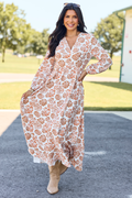 Fields Of Grace Ivory/Rust Floral Maxi Dress