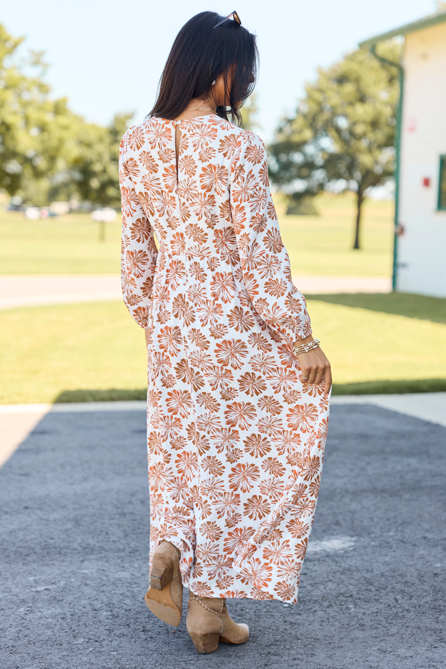 Fields Of Grace Ivory/Rust Floral Maxi Dress