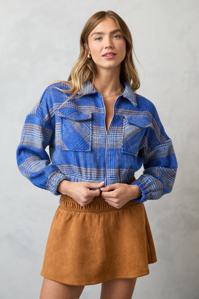 Finley Blue Plaid Jacket FINAL SALE