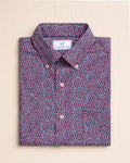 The front view of the Southern Tide Fireworks Coastal Breeze® Short Sleeve Sport Shirt by Southern Tide - Channel Marker Red