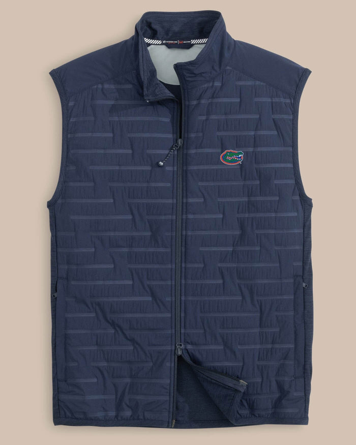 The front view of the Florida Gators Abercorn Vest by Southern Tide - True Navy