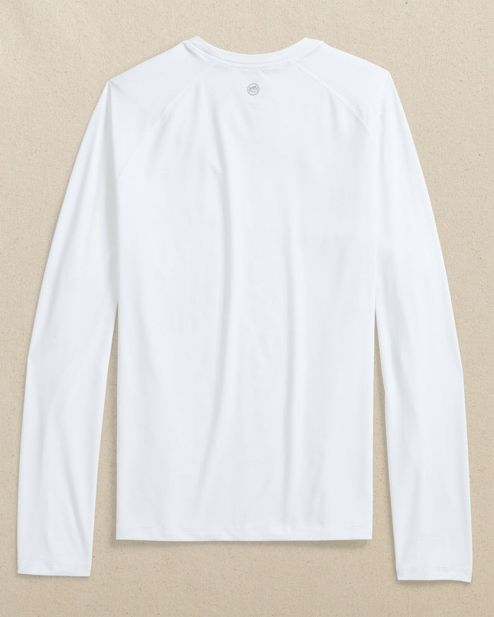 The back view of the Southern Tide Florida Gators brrr°®-illiant Performance Long Sleeve T-Shirt by Southern Tide - Classic White