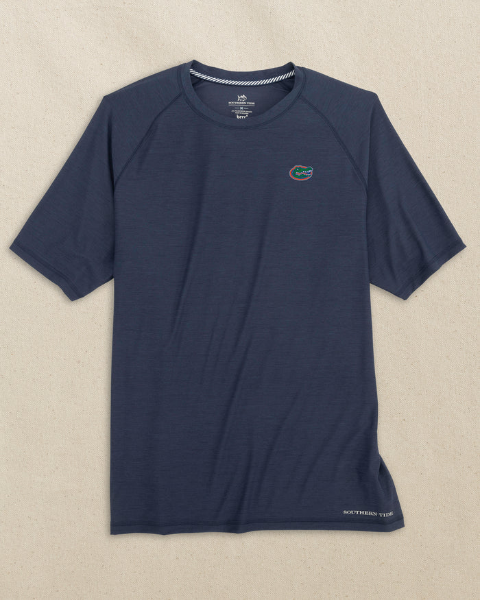 The front view of the Southern Tide Florida Gators brrr°®-illiant Performance T-Shirt by Southern Tide - Nautical Navy