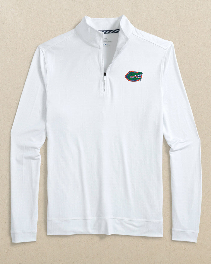 The front view of the Southern Tide Florida Gators Cruiser ST Geo Printed Quarter Zip by Southern Tide - Classic White