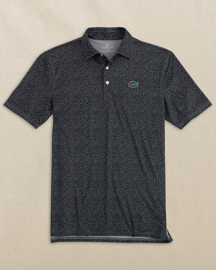 The front view of the Southern Tide Florida Gators Driver Gameplay Polo by Southern Tide - Black