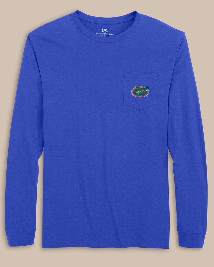 The front view of the Southern Tide Florida Gators Gameday Embroidered Long Sleeve T-Shirt by Southern Tide - University Blue