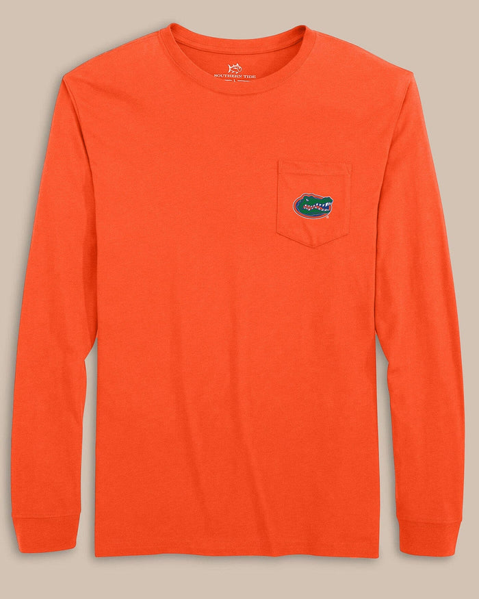 The front view of the Southern Tide Florida Gators Gameday Embroidered Long Sleeve T-Shirt by Southern Tide - Endzone Orange