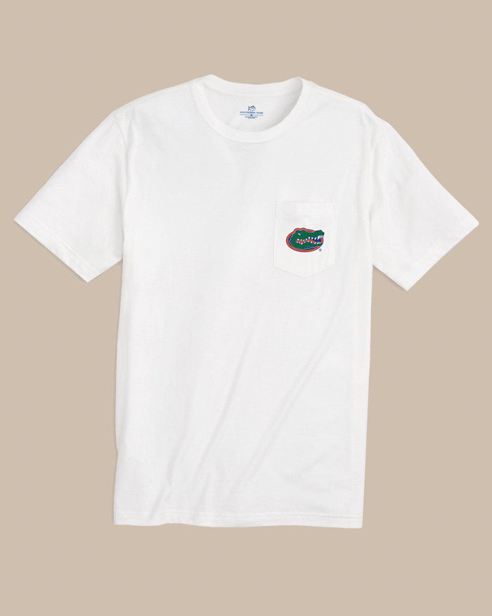 The front view of the Southern Tide Florida Gators Gameday Embroidered Short Sleeve T-Shirt by Southern Tide - Classic White
