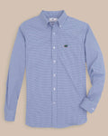 The front view of the Florida Gators Gingham Button Down Shirt by Southern Tide - University Blue