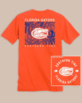 The back view of the Florida Gators Halftone Monstera T-Shirt by Southern Tide - Endzone Orange