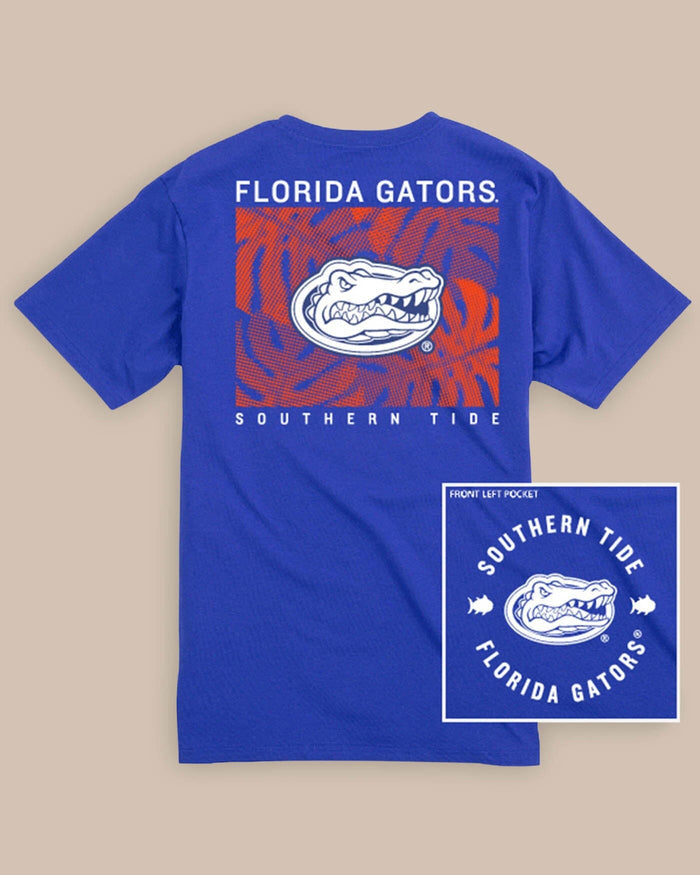The back view of the Florida Gators Halftone Monstera T-Shirt by Southern Tide - University Blue