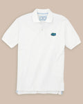 The front view of the Men's White Florida Gators Pique Polo Shirt by Southern Tide - Classic White