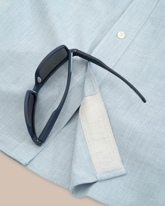 The detail of the Florida Gators Short Sleeve Button Down Dock Shirt by Southern Tide - Seagull Grey