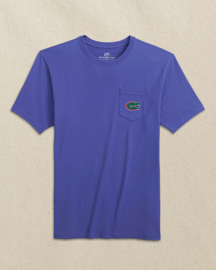 The front view of the Southern Tide Florida Gators Skipjack Play Short Sleeve T-Shirt by Southern Tide - University Blue and Endzone Orange