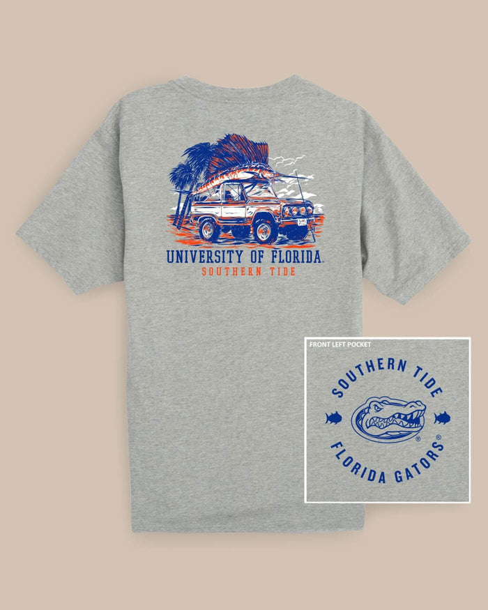 The back view of the Florida Gators Trophy Catch Heather T-Shirt by Southern Tide - Heather Grey