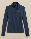 The front view of the Southern Tide Florida Gators Women's Runaround Quarter Zip by Southern Tide - Dress Blue