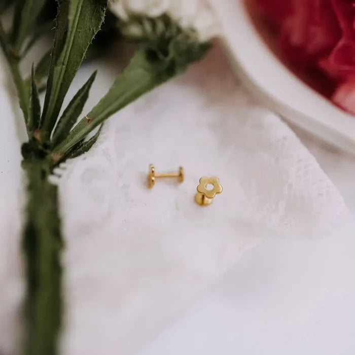 Flower Flat Back Stud Earrings