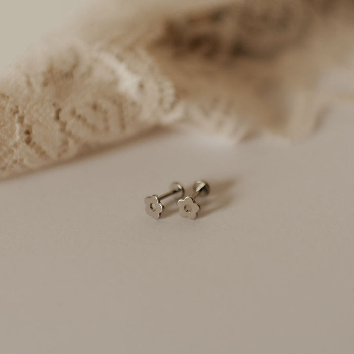 Flower Flat Back Stud Earrings