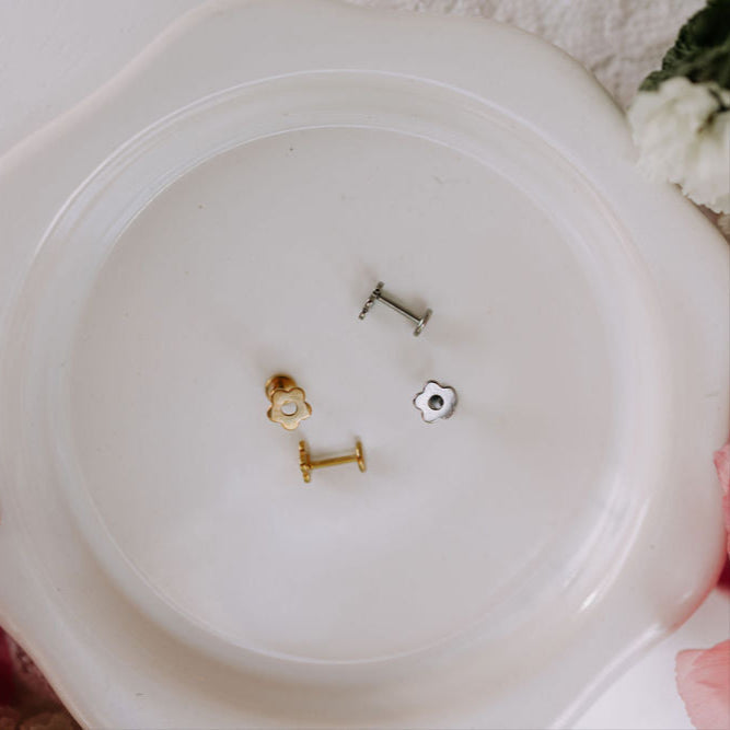 Flower Flat Back Stud Earrings