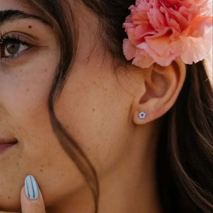 Flower Flat Back Stud Earrings