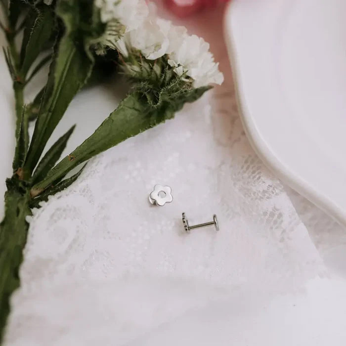 Flower Flat Back Stud Earrings