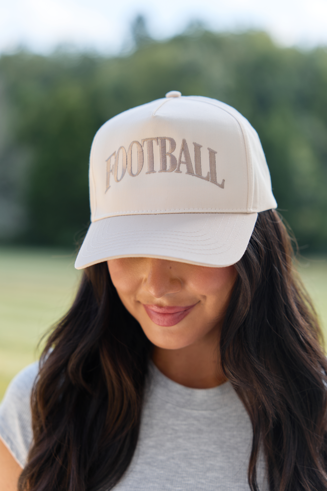 Football Natural/Khaki Embroidered Trucker Hat
