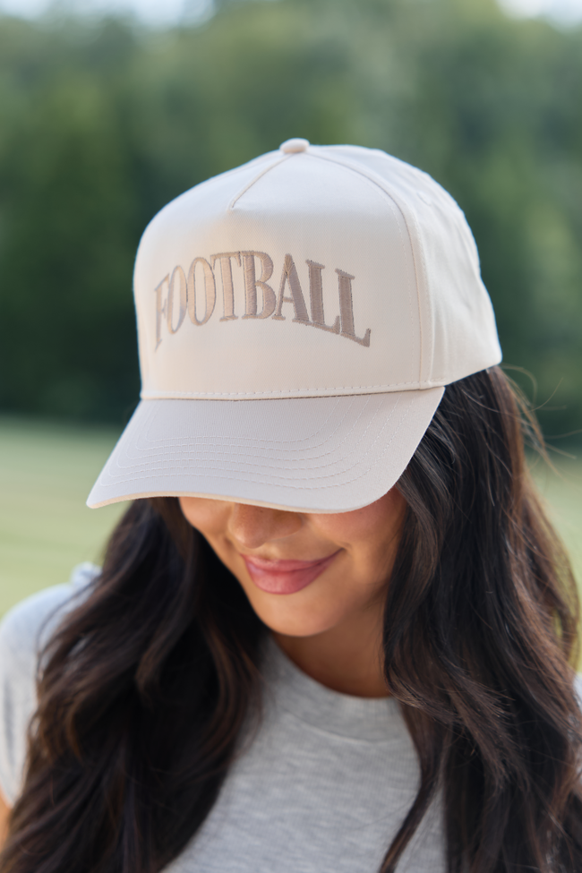Football Natural/Khaki Embroidered Trucker Hat