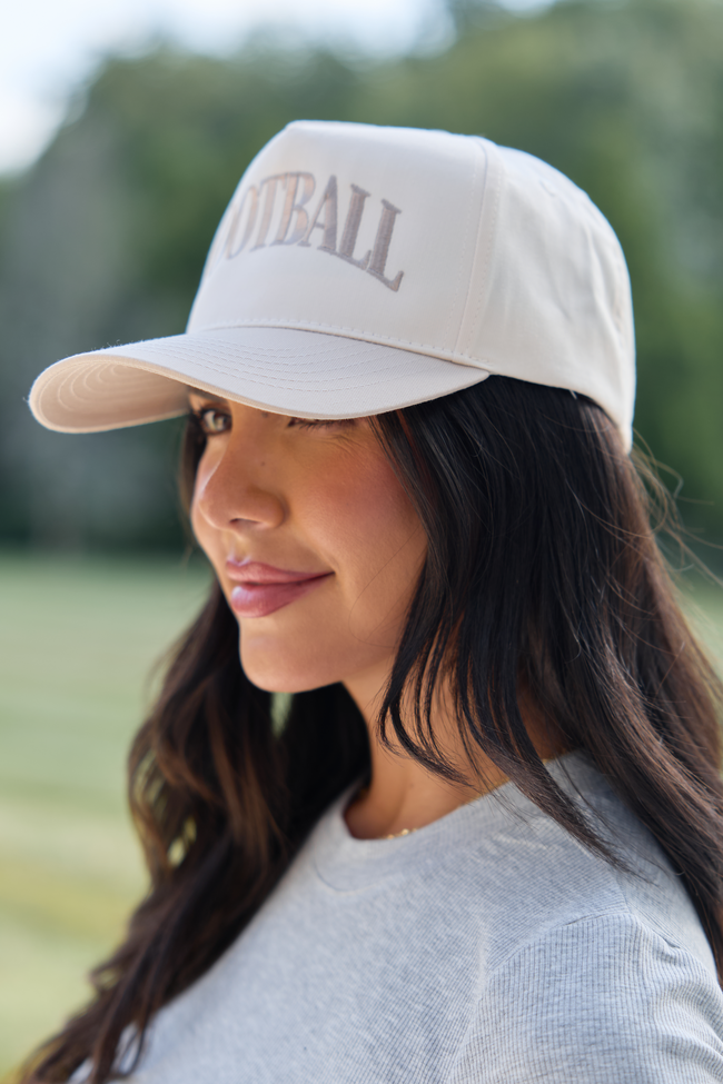 Football Natural/Khaki Embroidered Trucker Hat